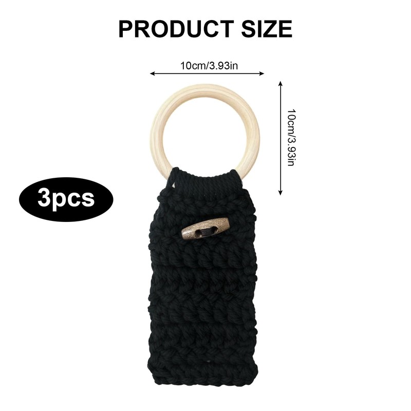 Aerbee Macrame Towel Holder Ring, 3PCS Kitchen Towel Hooks for