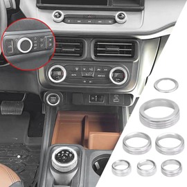KUJOOY for Ford Maverick 2022 2023 2024 2025 Headlight Switch Knob Button Cover Trim Interior Accessories Aluminum 7pcs (Silver)