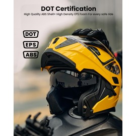 ILM Motorcycle Modular Full Face Helmet Flip up Dual Visor Motorbike Moped Street Bike Racing for Adult,Men and Women DOT Model 906(Yellow,Medium)