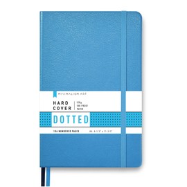Minimalism Art, Premium Hard Cover Notebook Journal, X-Large, Master A4 8.3" x 11.4", Dotted Grid Page, Blue, 186 Numbered Pages, Gusseted Pocket, Ribbon Bookmark, Ink-Proof Paper 120gsm