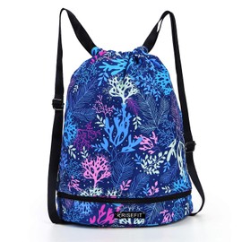 Risefit Waterproof Drawstring Bags, Print Gym Bags Sports Backpacks for School PE Bags for Boys Girls Men Women