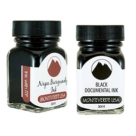 Monteverde 60ml Core Fountain Pen Ink Bottle (30ml Napa Burgundy Ink Bottle G309NB, 30ml Black Documental Ink Bottle G309DB)