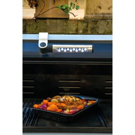 BBQ Buddy Hood Grill Light for Barbeques - 30cm Heat Resistant 10 Bright LED Light with Screw-on Clamp - Hinged Grill Light for Outdoor Grill - Pivots and Rotates 360 Degrees