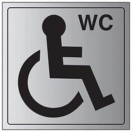 VSafety General Door-Disabled WC Sign - 150mm x 150mm - 3mm Brushed Alu Comp