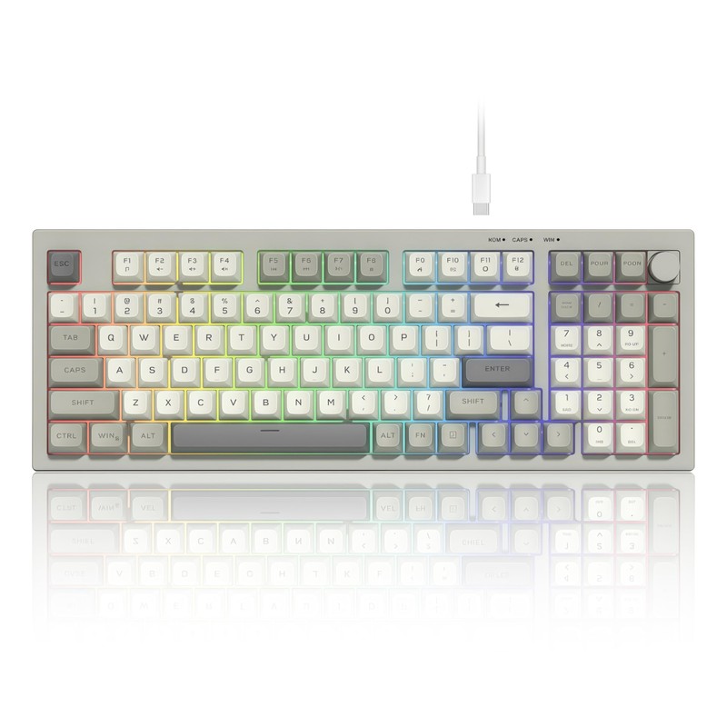 womier DK98 Retro Wired Gaming Keyboard Creamy Membrane with Rainbow