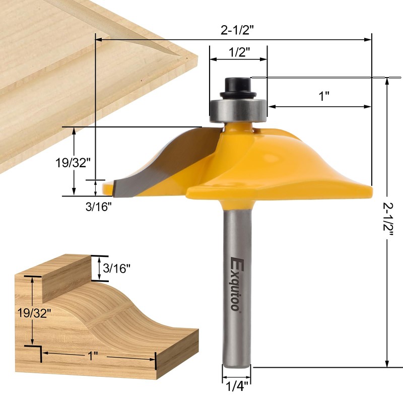 Exqutoo 1PCS 1/4" Shank 2-1/2" Diameter Raised Panel Cabinet Door