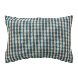 Creative Co-Op Creative Co-Op Woven Recycled Cotton Blend Lumbar Pillow, Teal and White