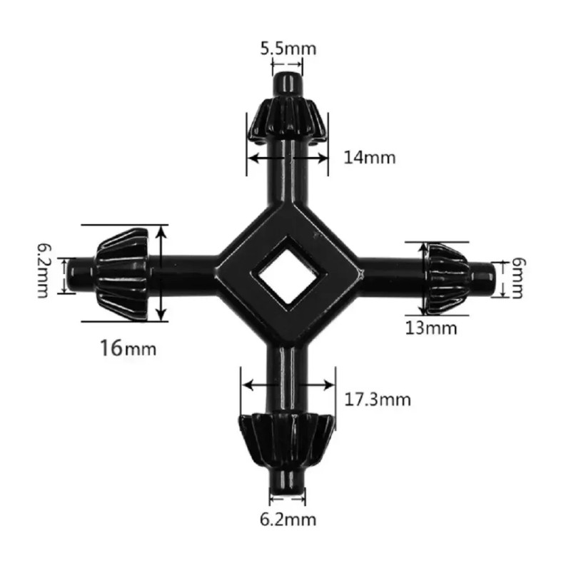 custom-sign 4 Way Drill Press Chuck Key Universal - Carbon