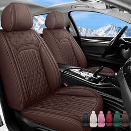 ITEYAO Car Seat Covers for Volvo S80 2006-2015, 5 Seats Full Set Waterproof Breathable Nappa Leather Car Seat Cover Protectors, Airbag Compatible Automotive Seat Covers Cushions(Brown)