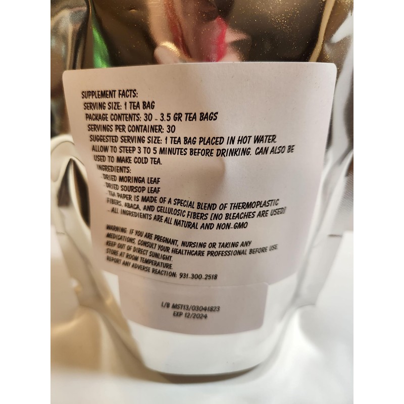 Moringa Leaf and Soursop Leaf Mix Tea Bags (30 Pk)