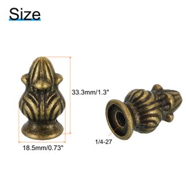 PATIKIL 1.3 Inch High Alloy Lamp End Pieces Cap Knob 2 Pack Lamp Screw Holder Threaded Hole 1/4-28 for Table and Floor Lampshade Decorations Bronze