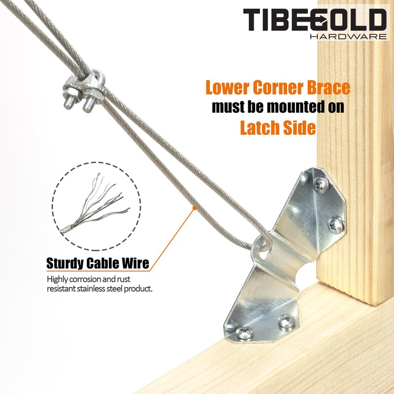 TIBEGOLD Anti Sag Gate Kit for Wooden Fence, Silver Gate