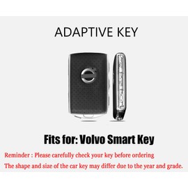 HIBEYO Leder Car Key Fob Cover with Keychain fits for Volvo XC90 S90 V90 XC60 Volvo XC40 V60 S60 Polestar1 T5 T6 T8 Car Key Case Cover Jacket Smart Remote Car Key Keyless Entry Holder 4 Button Black