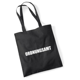 Huuraa Jute Bag Ordnungsamt Lettering Bag Cotton 10 Litres with Motif for Ordnugsdienst Gift Idea for Friends and Family, black