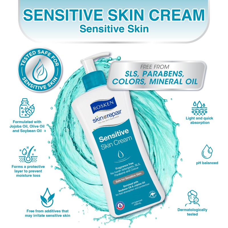 Rosken Skin Repair Sensitive Skin Cream 400ml X 3