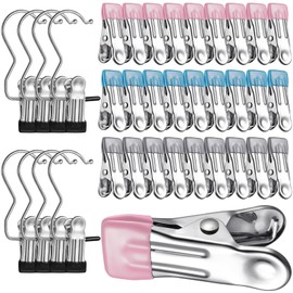 Omsscun 35 Pcs Portable Laundry Hooks, No-slip Metal Boots Hangers,Single Coat Hangers,Hat Storage Hanger Clips,Home Travel Hangers Clips,Clip Hooks Hangers clip set