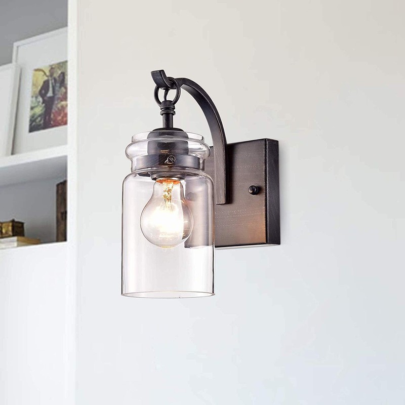Jojospring Anastasia Antique Black Single Light Wall Sconce with Clear