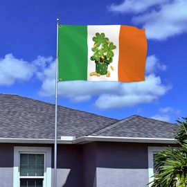 St Patrick'S Day Flags for Outside 3x5 Ft Double Sided Irish Blessing Flag Shamrocks Hat Gold Coins Flag for Outdoor House Indoor Yard Holiday Party Banner Signs Decoration