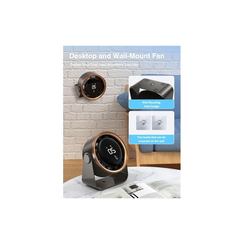 HAGEDAWN Ultra-Quiet Small Desk Fan with Touch Control & LED