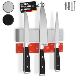 CUCINO Magnetic Knife Holder for Wall 10" No Drilling incl. Self Adhesive Tape - Extra strong Knife Holder - Awarded Knife Magnetic Strip - Made of Stainless Steel
