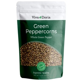 Viva Doria Green Peppercorns, Whole Green Pepper, Steam Sterilized,12 Oz, For Grinder Refills