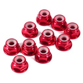 10Pcs M3 Nylon Insert Self-Locking Aluminum Hex Nuts, Red Anodized Thread Lock Nuts, Aluminum Lock Nuts, Nylon Lock Nut Kit