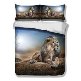 3D Bedding Set Lion Twin Queen Duvet Cover Set Animal Printed Full King Quilt Cover Bed Linens Pillowcases 3pcs Home Textiles (US Queen)