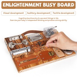 Montessori Busy Board for Toddlers Wooden Sensory Montessori Toys,Travel Toy Fidget Board Learning Activity Board for Fine Motor Skills Boys & Girls, Educational Learning Toy with Locks,Latches