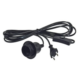 ChiliTec E27 Lamp Holder 3.4 m Cable with Switch Cord Switch Lamp Suspension Mounting Ring for Floor and Pendant Lights Lampshade Paper Lights Star Lamps Black