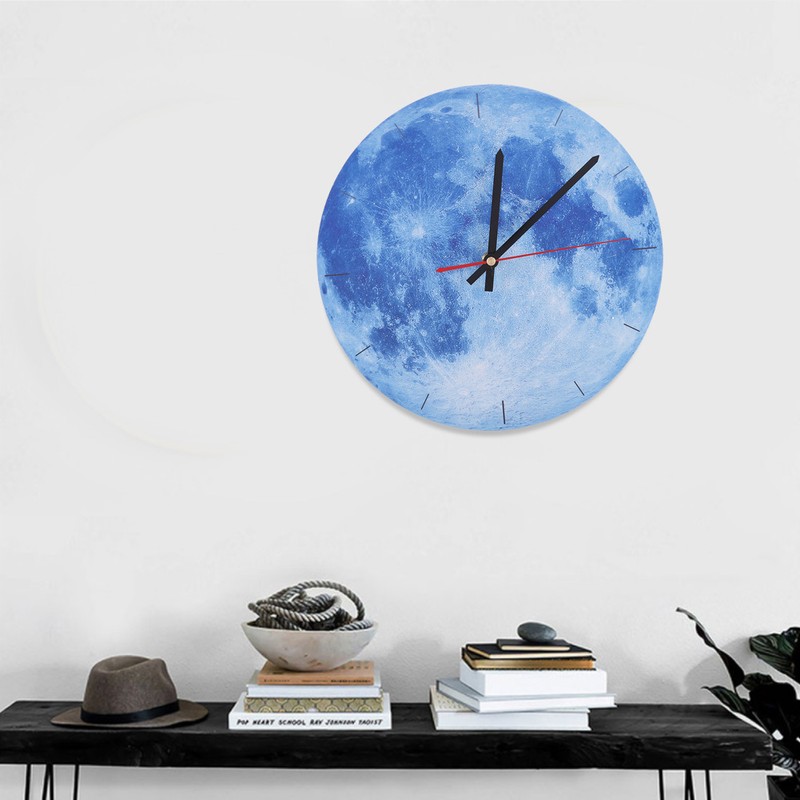 1Pc Moon Design Wall Hanging Clock Silent Watch for Living