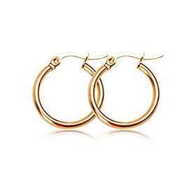 18k yellow Gold plated huggie hoop 20mm sleeper earrings Non-allergenic