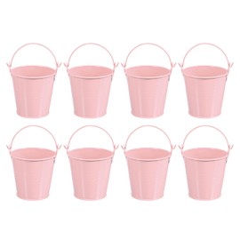 PATIKIL 3"x3" Small Metal Buckets with Handle, 8 Pcs Mini Galvanized Bucket Colorful Easter Buckets for Crafts Party Favors Decoration, Pink