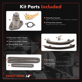 A-Premium 8-PC Engine Timing Chain Kit Compatible with Toyota Camry 2002-2011, RAV4 2001-2008, Corolla 2009-2012, Highlander, Matrix & Scion tC, xB & Lexus HS250h & Pontiac Vibe - DOHC, L4 2.0L 2.4L