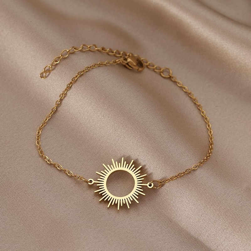 MYANAIL Stainless Steel Sun Bracelet Jewelry Sunshine Circle Chain Bracelet