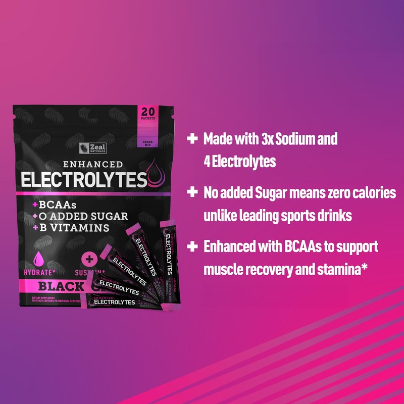 Enhanced Electrolyte Powder Stick Packs (Black Cherry | 20 Packets)