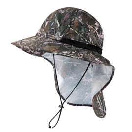TOP-EX XL/XXL Waterproof Sun Hat Men's Wide Brim Sun Protection Hat Outdoor Trekking Hat with Neck Protection Safari Summer Hat Foldable, 94599_Camouflage