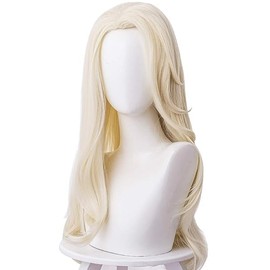 Topcosplay- Peluca de fibra sintética resistente al calor. Estilo natural, suave, cómoda y transpirable.