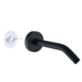 RAINREVIVE 8 Inch Shower Arm with Flange and Stabilizer Bracket, Wall Mounted Shower Pipe Compatible with Rainfall Showerhead,Easy Installation, Matte Black