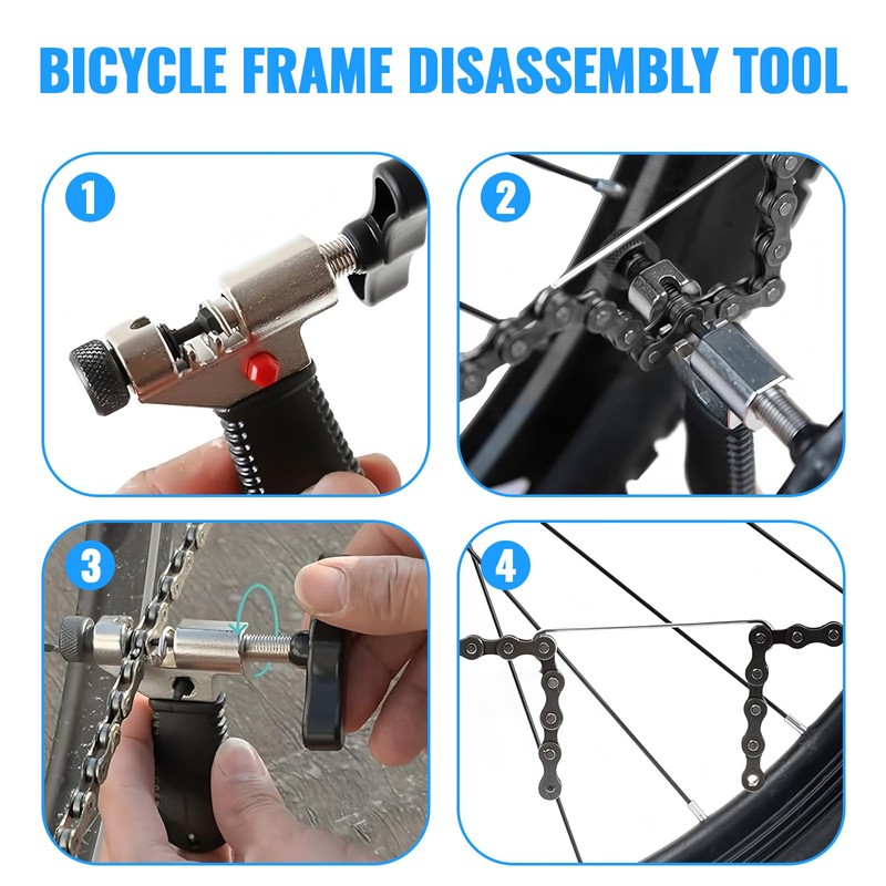 Rivets Bicycle Chain Repair Set, 7 Pieces Chain Tester Bicycle