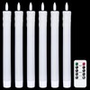 GenSwin Drip Wax Flameless Taper Candles Flickering with 10-Key Remote,