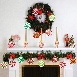 mdgfge - Adornos para árbol de Navidad, adornos de caramelo, adornos de remolino de caramelo, decoración para árbol de Navidad, dijes de Navidad, decoración del hogar, fiestas, suministros (32 piezas)