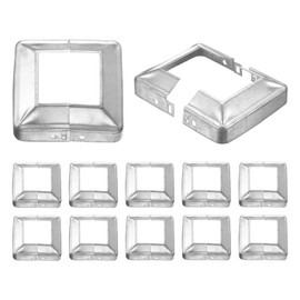 uxcell 12Pcs Post Base Cover, 3.75"x3.75" (Internal Size 2"x2") Metal Split Style Post Skirt, Porch Column Wrap for Post Fence Deck Cable Railing Baluster Stair Rails, Silver