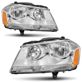 ELH Headlight Assembly Fit For 2008-2014 Dodge Avenger 2008 2009 2010 2011 2012 2013 2014 08 09 10 11 12 13 14 Dodge Avenger Headlamp Avenger Chrome Housing Amber Reflector