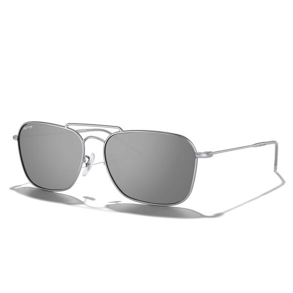 MERRY'S Retro Metal Square Aviator Polarized Sunglasses for Men Women