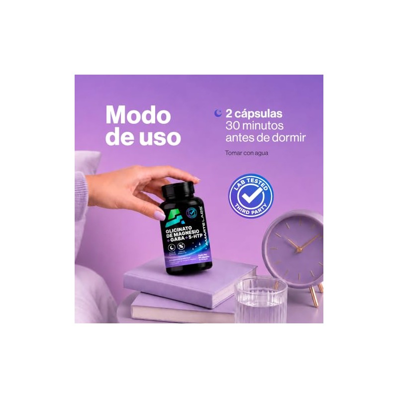 Amarte Labs Glicinato de Magnesio Fórmula Nocturna, 60 Cápsulas