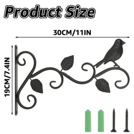 YOUNTHYE 4Pack Hanging Basket Bracket, 12inch Heavy Duty Hanging Basket Hooks, Wall Brackets for Hanging Baskets with Screws for Bird Feeders Plants Lanterns