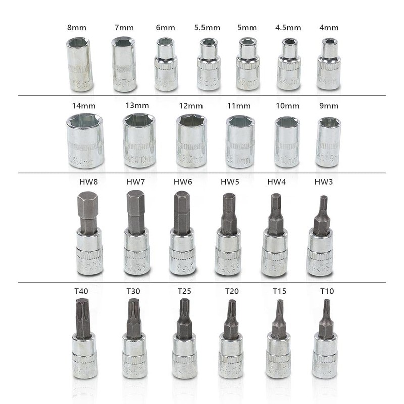 CHEDA 46Pcs Set 1/4" Ratchet Wrench Combination Socket Tool Set