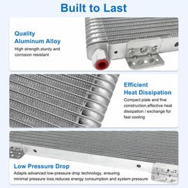 40k Transmission Oil Cooler LPD47391 Compatible with Tru-Cool, Heavy Duty 40,000 GVW Max, Low Pressure Drop Trans Cooler with Mounting Hardware for Heavy Tucks, Trailers, Towing Vehicles, Silver