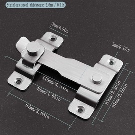 YUE QIN 1 Pack Door Bolt Stainless Steel Stainless Steel Flip Latch Door Lock with Mounting Screws Bar Latch Security Door Lock for Door Window Furniture Hardware