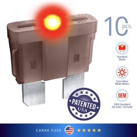 CARAX Glow Fuse – Premium Fuse Standard/Regular Blade ATC/ATO/ATS – 7.5A Kit 10 pcs – Glow When Blown LED Automotive Fuse – Smart Auto Glow Fuse Easy Identification – 10 pcs.